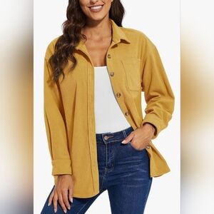 TACVASEN Women's Corduroy Button Down Shacket Long Sleeve Shirt Jacket Casual Ja
